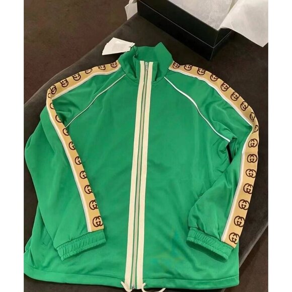 NWT Gucci Gg-jacquard Side-stripe Technical Track Jacket In Green Size XS - Picture 2 of 16